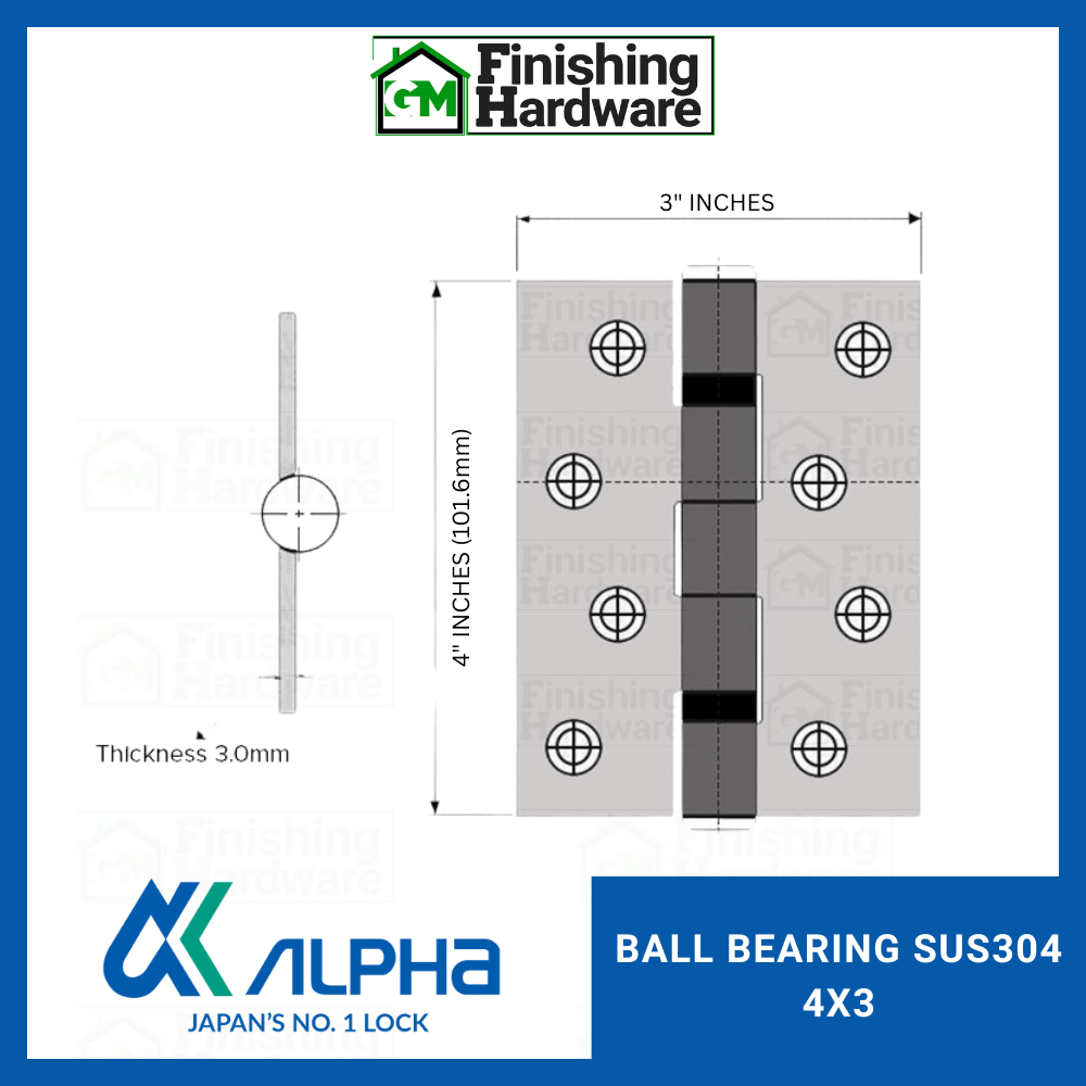 Alpha Ball Bearing Hinges (4x3x3.0mm)