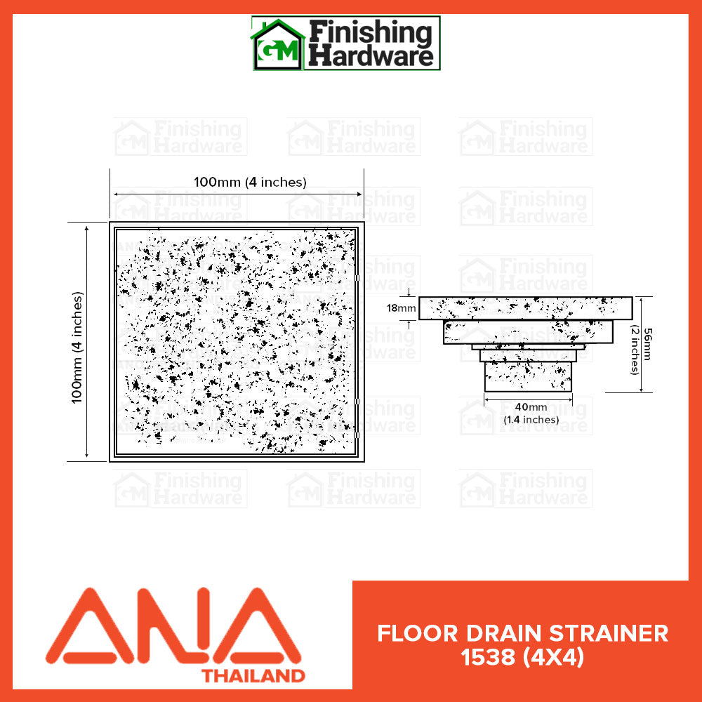 ANA Tile Insert Floor Drain Strainer 1538 (4x4)