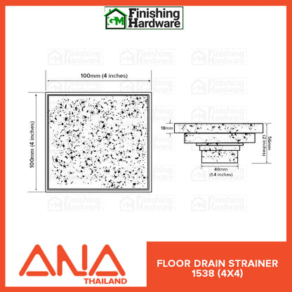 ANA Tile Insert Floor Drain Strainer 1538 (4x4)