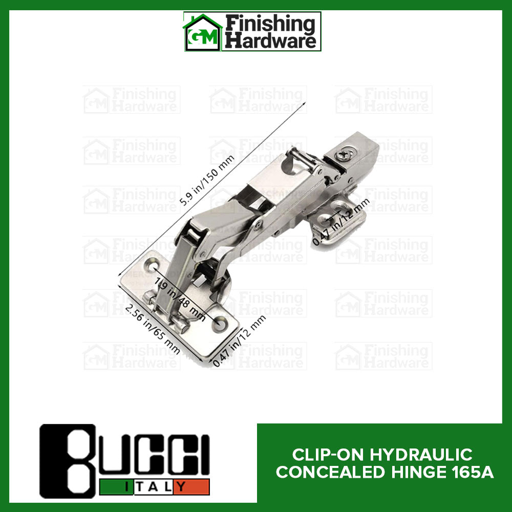 BUCCI Clip-On Hydraulic Concealed Hinge 165A Degree (1pc)