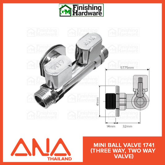 ANA Mini Ball Valve 1741 (3 Way, 2 Angle Valve)