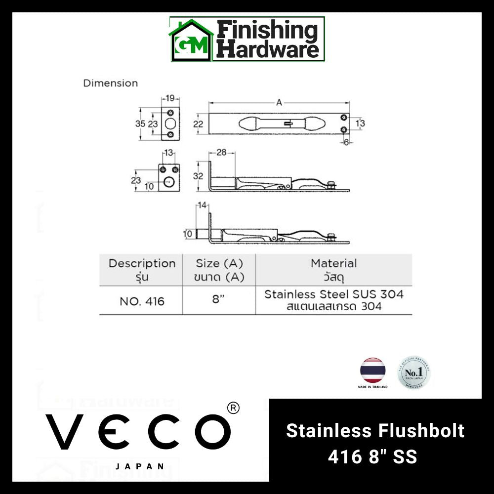 Veco Flushbolt 416 Stainless