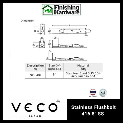 Veco Flushbolt 416 Stainless