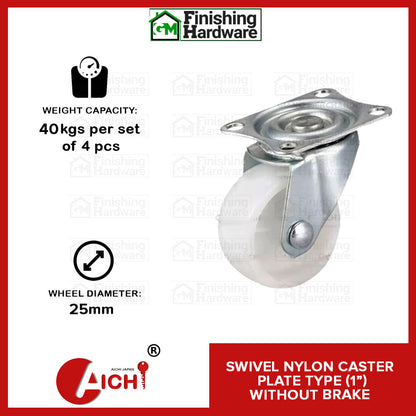 Nylon Caster Plate Type without Brake