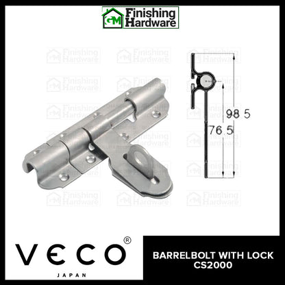 Veco Stainless Barrelbolt with Lock CS2000