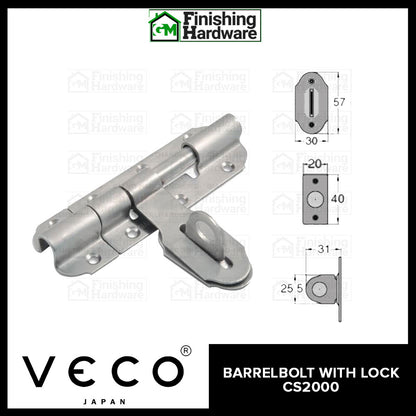 Veco Stainless Barrelbolt with Lock CS2000