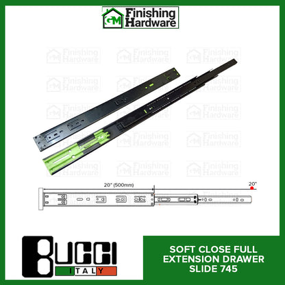 BUCCI Soft Close Full Extension Drawer Slides 745 BK