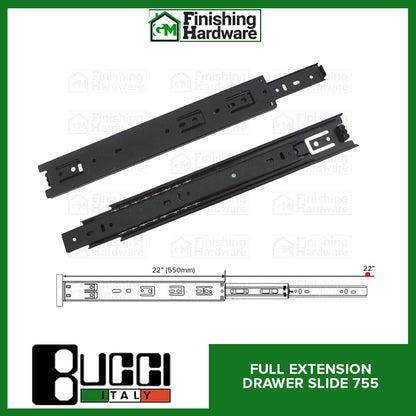 BUCCI Full Extension Drawer Slides 755 BK