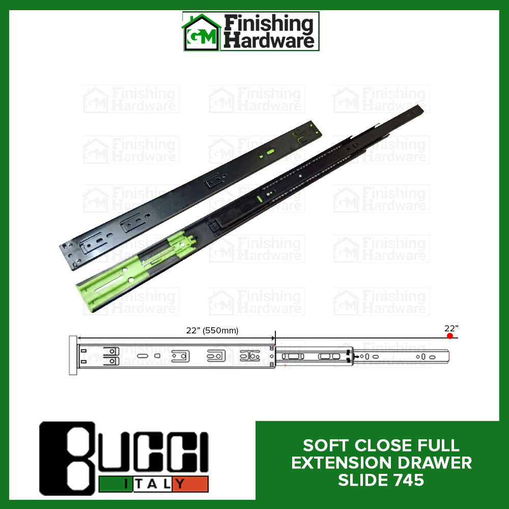 BUCCI Soft Close Full Extension Drawer Slides 745 BK