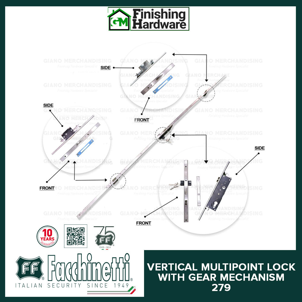 Facchinetti Vertical Multipoint Lock with Gear Mechanism 279