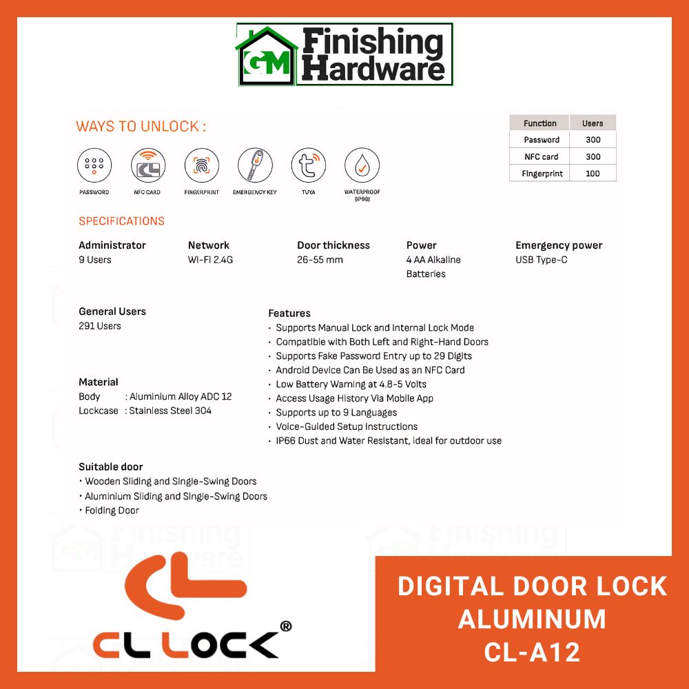 CL Lock Digital Sliding Lock AI2