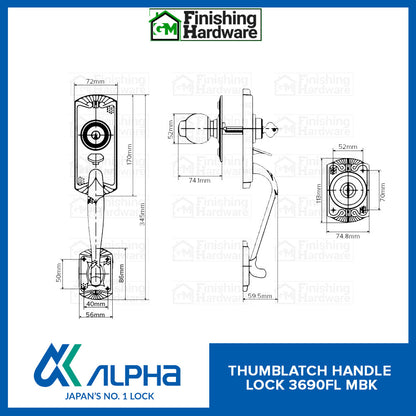Alpha Entrance Thumb Latch Lockset 3690 FL