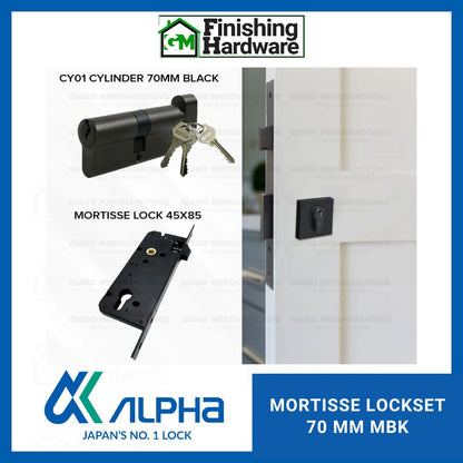 Alpha Lockset Only (Mortisse Lockcase + Cylinder + Escutcheon)