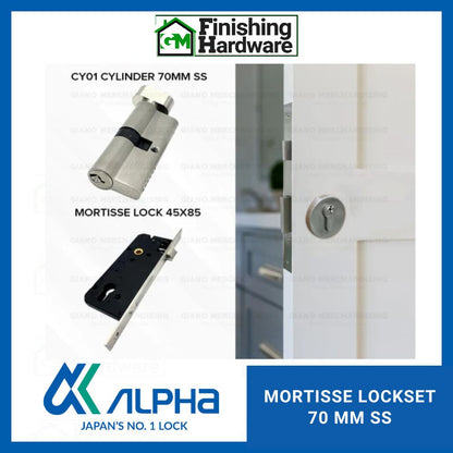 Alpha Lockset Only (Mortisse Lockcase + Cylinder + Escutcheon)