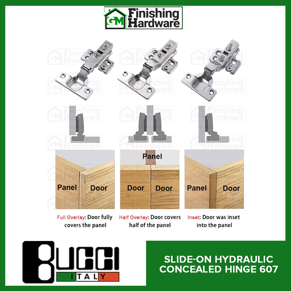 BUCCI Slide-On Hydraulic Concealed Hinge 607 (2pcs/pack)