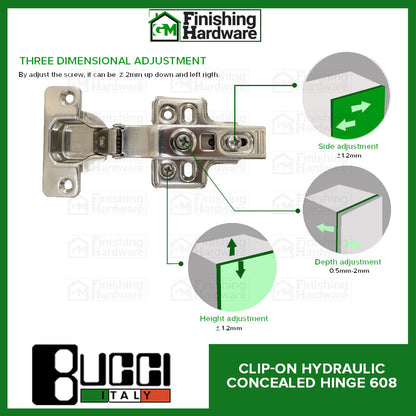 BUCCI Clip-On Hydraulic Concealed Hinge 608(2pcs/pack)