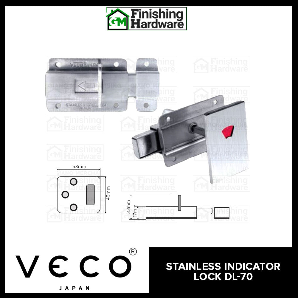 Veco Bathroom Indicator Door Lock DL70 SS