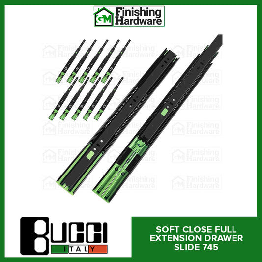 BUCCI Soft Close Full Extension Drawer Slides 745 BK