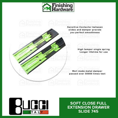 BUCCI Soft Close Full Extension Drawer Slides 745 BK