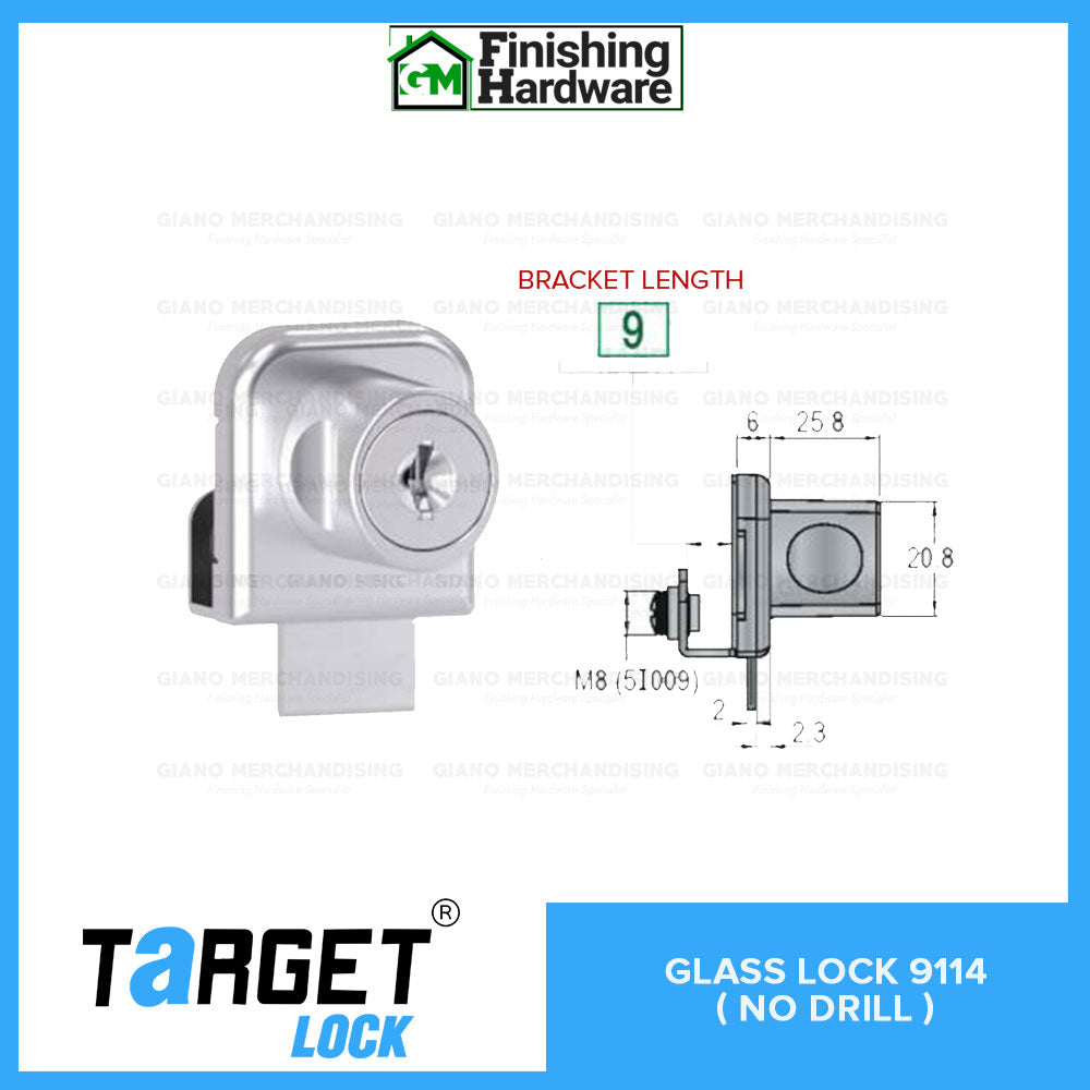 Target No Drill Glass Lock 9114