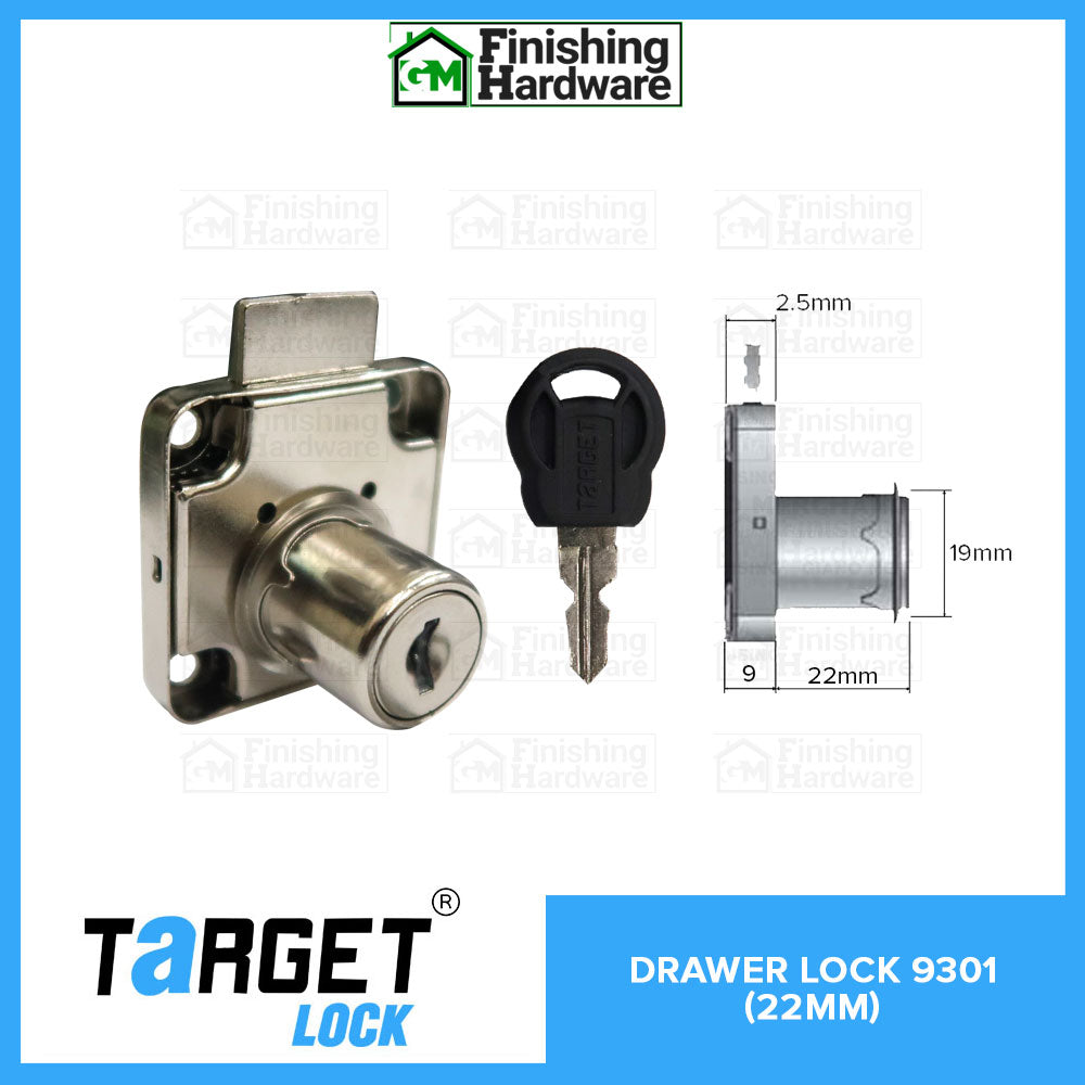 Auto Lock Target Target Drawer Lock 9301 (22mm) – GM Finishing Hardware