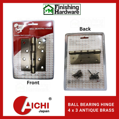 Aichi Stainless Steel Ball Bearing Hinges 4x3x2.5mm Antique Brass