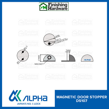 Alpha Floor Mounted Magnetic Door Stopper DS107