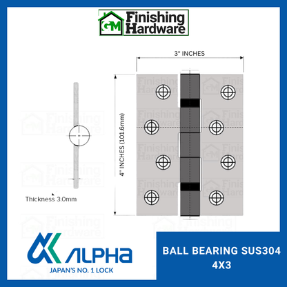 Alpha Ball Bearing Hinges (4x3x3.0mm)