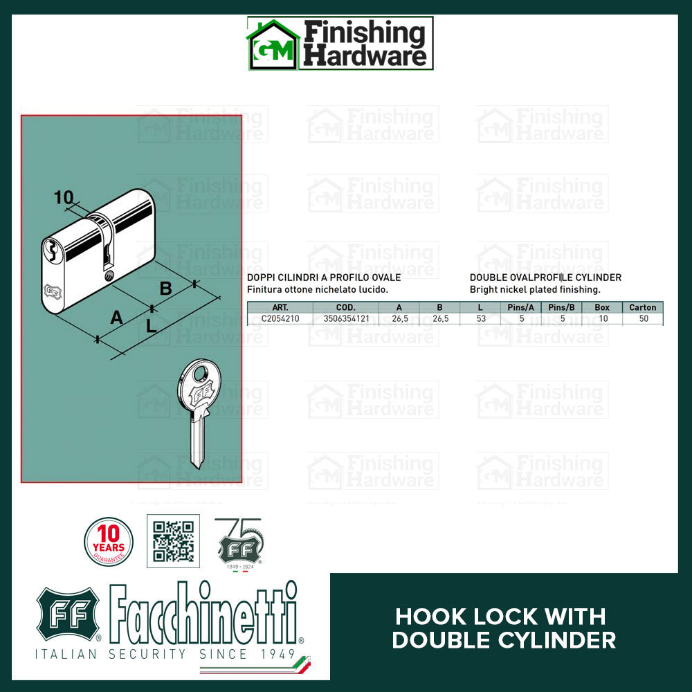 Facchinetti Hook Lock with Double Cylinder