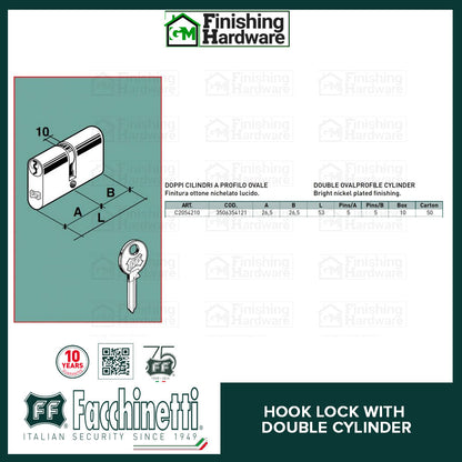 Facchinetti Hook Lock with Double Cylinder
