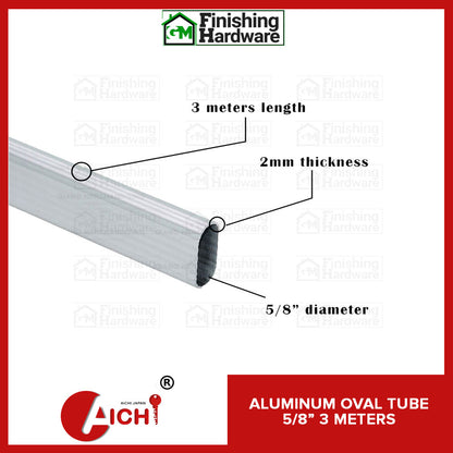 Aluminum Oval Tube 5/8" (3 Meters)
