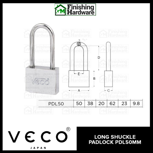 Veco Long Shackle Padlock PDL-50MM