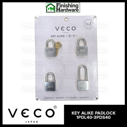 Veco Key Alike Padlock 1PDL40-3PDS40
