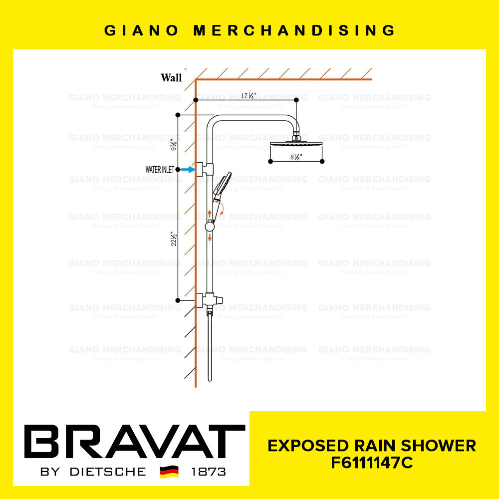 BRAVAT Exposed Rain Shower F6111147C