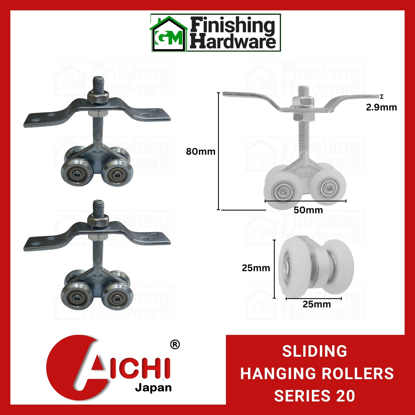 Steel Door Track + Series 20 Roller + 4301 Wall Bracket