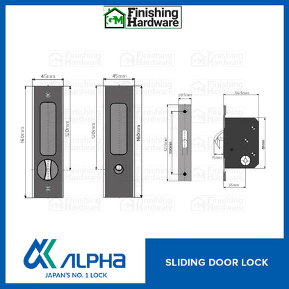 Alpha Sliding Door Lock SL221-1 (Square Type)